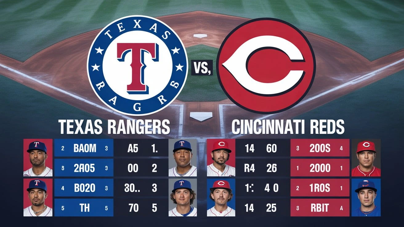 Texas Rangers vs Cincinnati Reds Match Player Stats